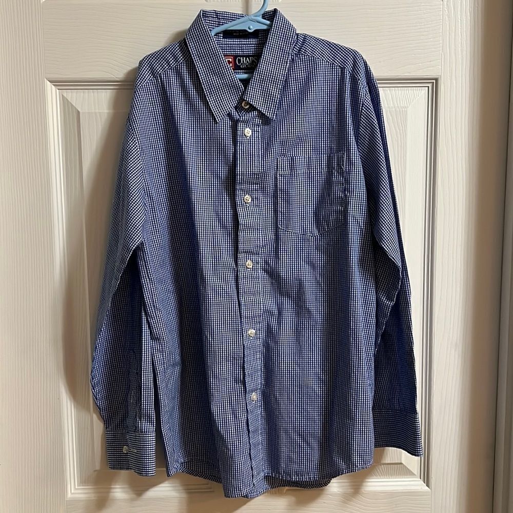 Chaps size 12 blue & white dress shirt.